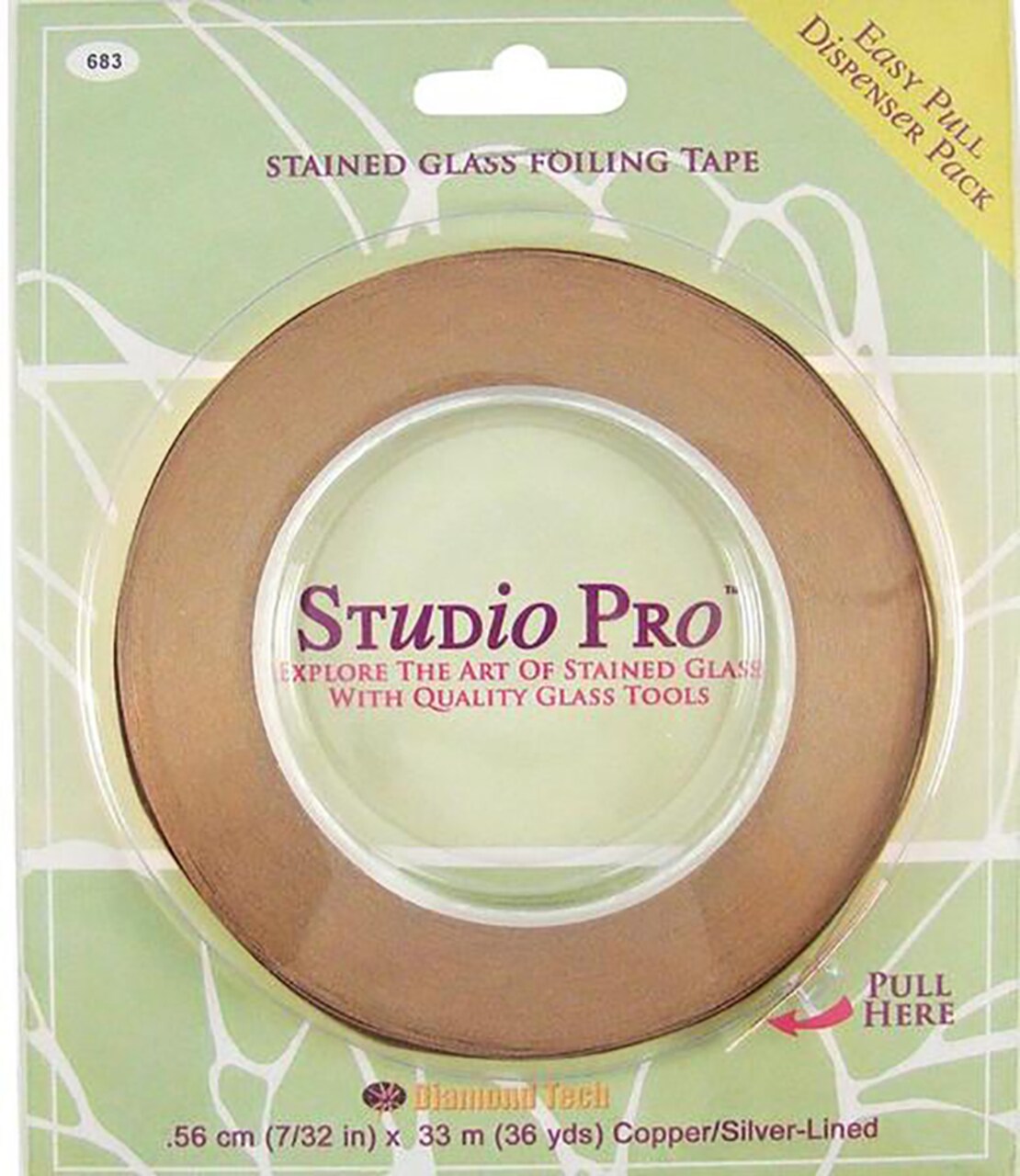 Studio Pro 7/32"x 36Yds.Copper Foil Silver Back Tape for Glass